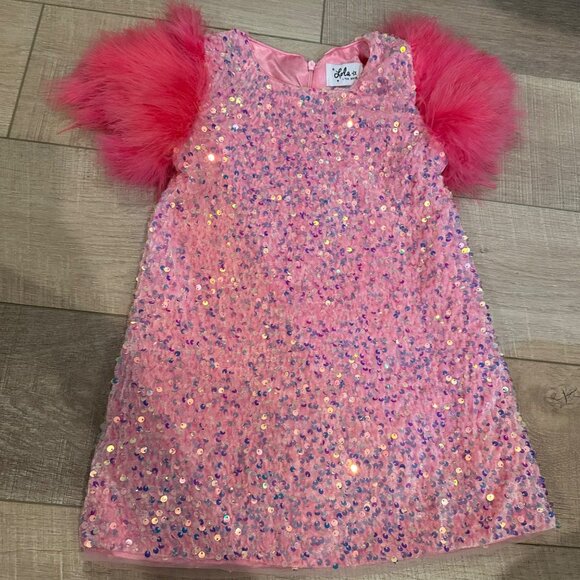 LOLA THE BOYS PINK SEQUIN SPARKLE PARTY DRESS GIRLS SIZE 2 - Picture 1 of 10